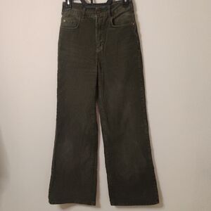 Pilcro Cordoroy Dark Green Wide Leg Jeans